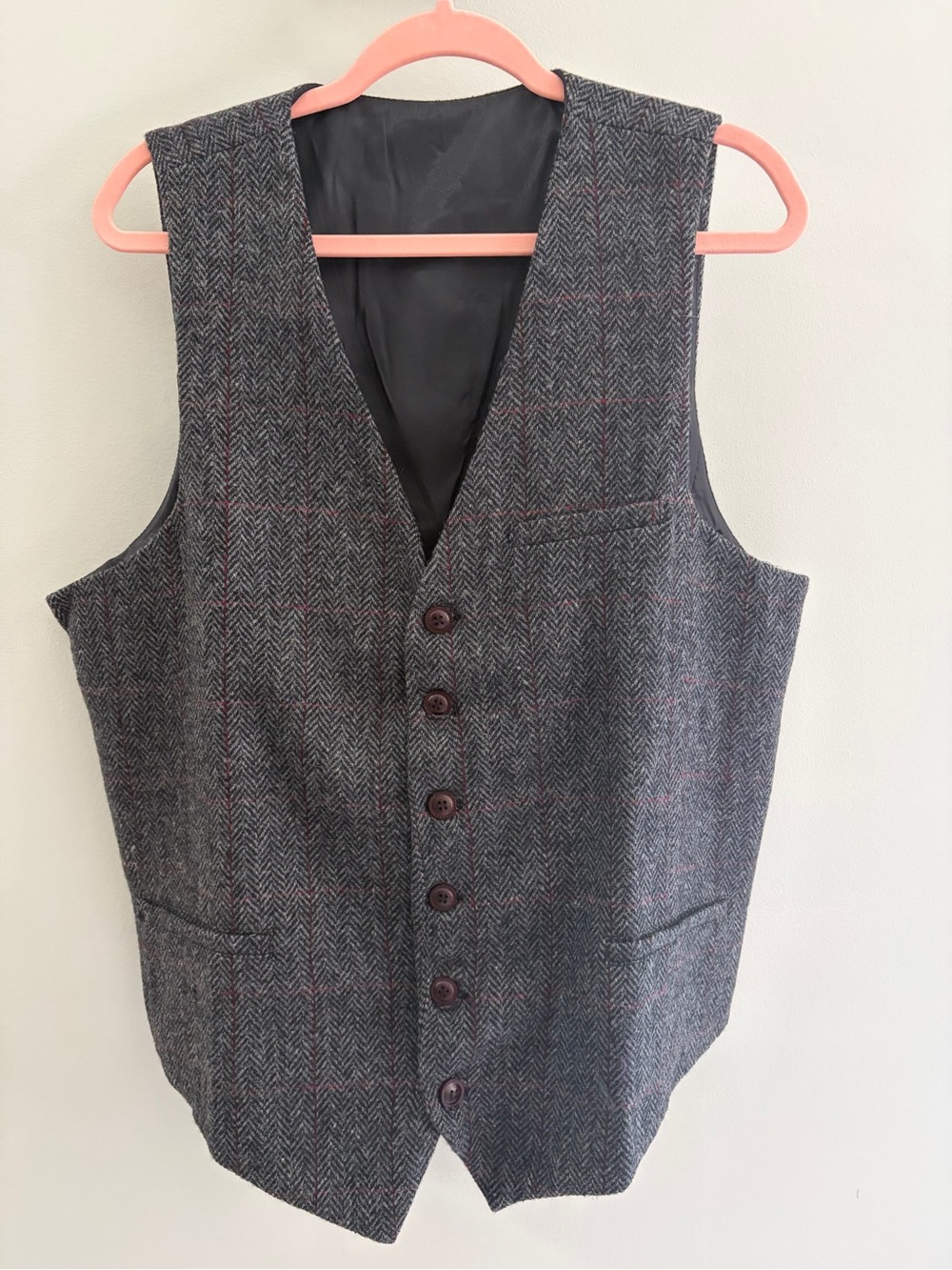 Tailored Grey Herringbone Vest - Classic Mens Waistcoat